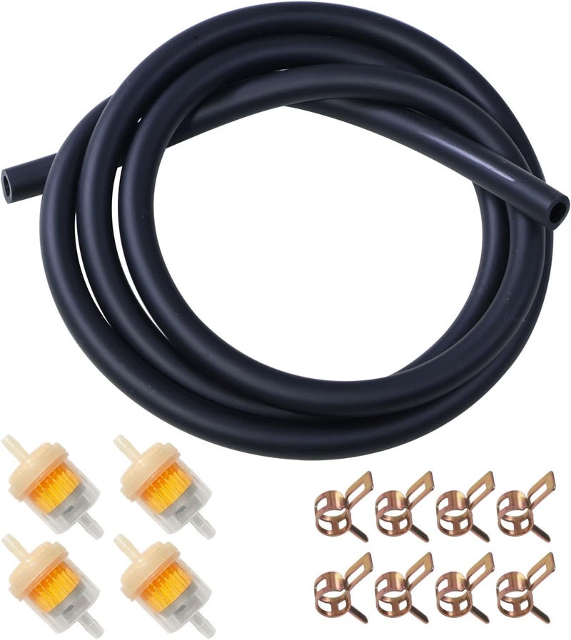 HOOUP Dirt Bike Gas Fuel Line Hose Fuel Filter for 50cc 110cc 125cc TaoTao Coolster Apollo GY6 Motorcycle Pit Bike Motocross Pocket Bike Chinese Atv Four Wheeler Moped Scooter Quad Go Kart Parts Black - Image 1